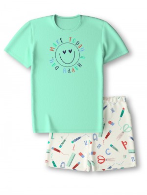 Pyjama Bambino Calida Kids Abc Short Pyjama Verdi | 8039-MGYHP