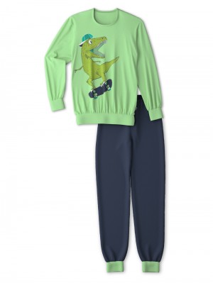 Pyjama Bambino Calida Kids Dino Pyjama With Cuff Verdi | 6437-YDIGF