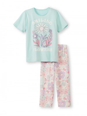 Pyjama Bambino Calida Kids Flowers 3/4 Pyjama Blu | 5719-CPMZT