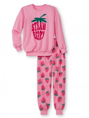 Pyjama Bambino Calida Kids Strawberry Pyjama With Cuff Rosa | 0157-EPWMT