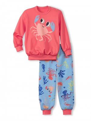 Pyjama Bambino Calida Toddlers Ocean Pyjama With Cuff Corallo Corallo | 7926-PVKNL