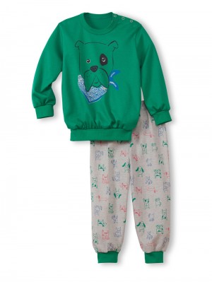 Pyjama Bambino Calida Toddlers Puppy Pyjama With Cuff Verdi | 4507-HAPBS