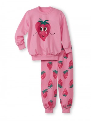 Pyjama Bambino Calida Toddlers Strawberry Pyjama With Cuff Rosa | 5384-OQLVX