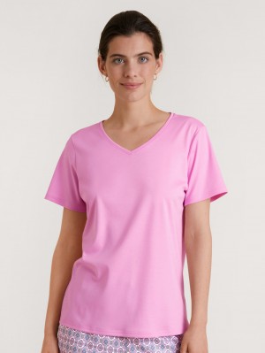 Summer Oufits Donna Calida Favourites Space Shirt Short Sleeve Rosa | 8409-CVKTX