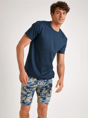 Summer Outfits Uomo Calida Amalfi Journey Short Pyjama Blu | 3869-XUETN