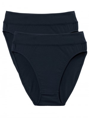 Yoga Donna Calida Elastic Brief With Soft Waistband In Double Pack, High Waist Corallo Blu | 1305-PIQUZ