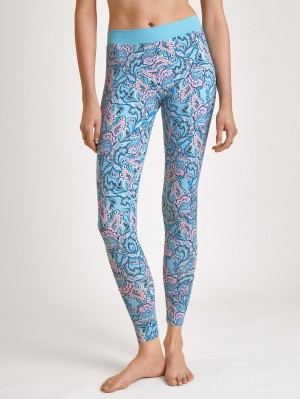 Yoga Donna Calida Elastic Trend Leggings Blu | 3486-HNTEO