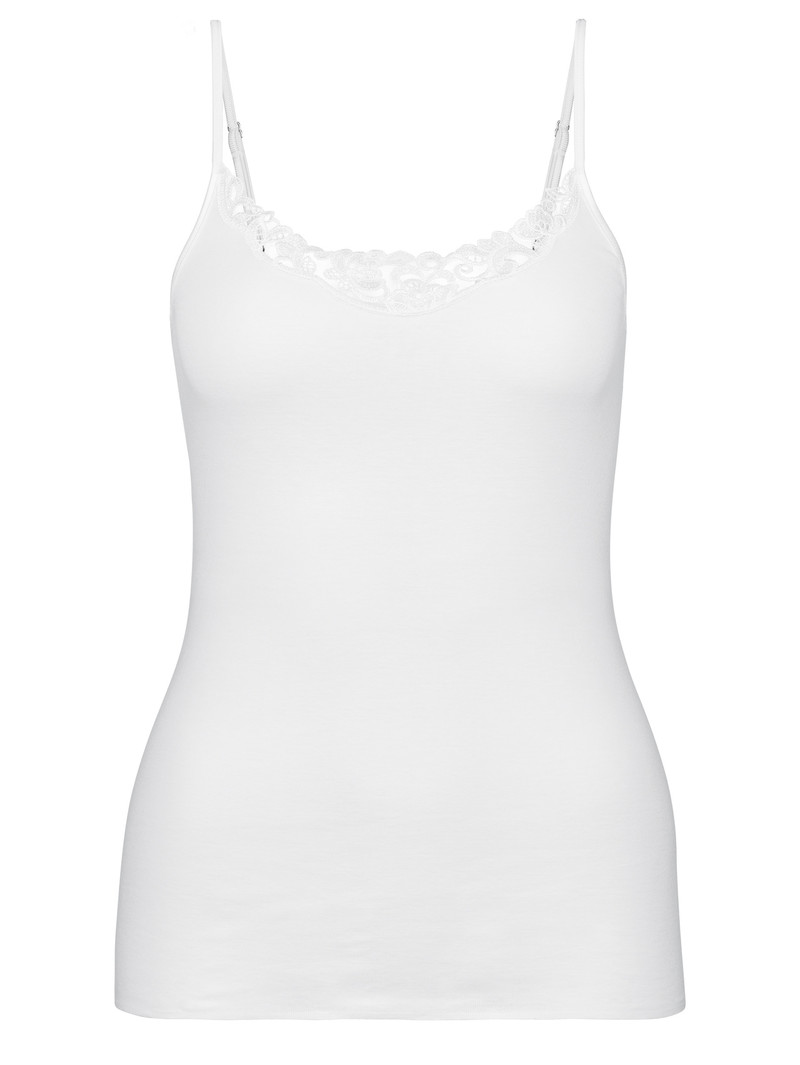 Biancheria Intima Donna Calida Cotton Desire Spaghetti Top Weiss | 2749-IWJPL