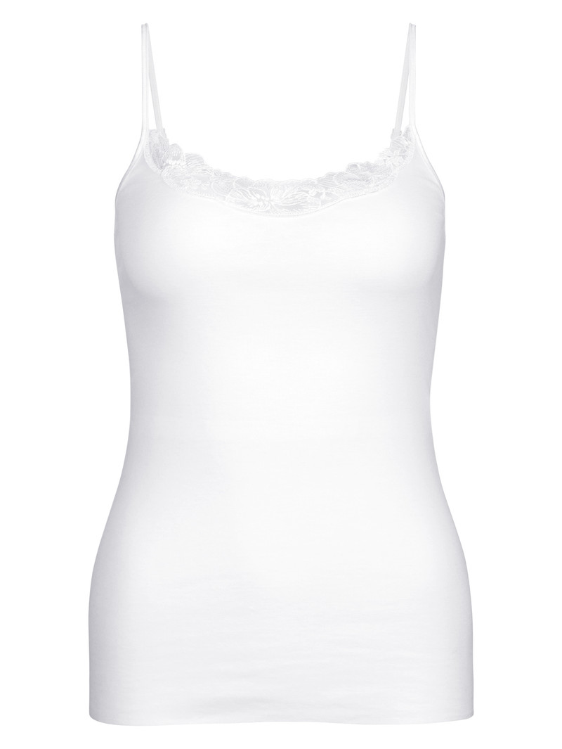 Biancheria Intima Donna Calida Cotton Desire Spaghetti Top Weiss | 8764-SPWIV