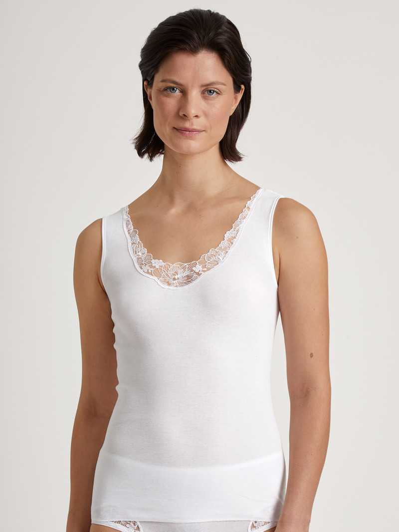 Biancheria Intima Donna Calida Cotton Desire Tank Top Weiss | 8250-FHNZS