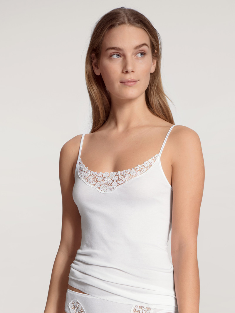 Biancheria Intima Donna Calida Feminin Sense Spaghetti Top Weiss | 2906-PFUIL