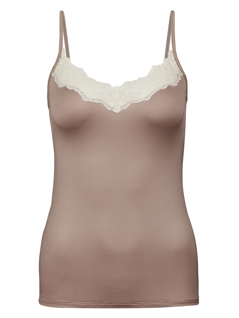 Biancheria Intima Donna Calida Glamorous Lace Spaghetti Top Etherea Taupe | 5081-OHUTV