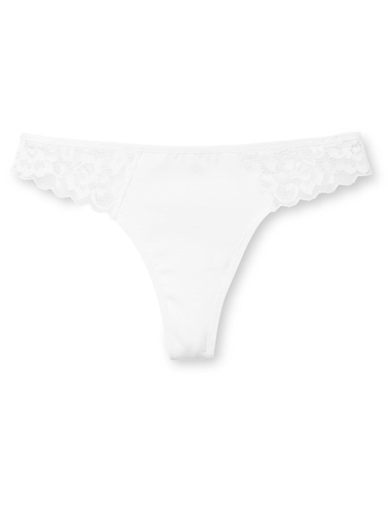 Biancheria Intima Donna Calida Natural Comfort Lace String Weiss | 2987-MVXTP