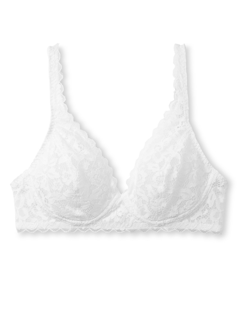 Biancheria Intima Donna Calida Natural Comfort Lace Soft Non-wired Bra Weiss | 5426-VBAKG