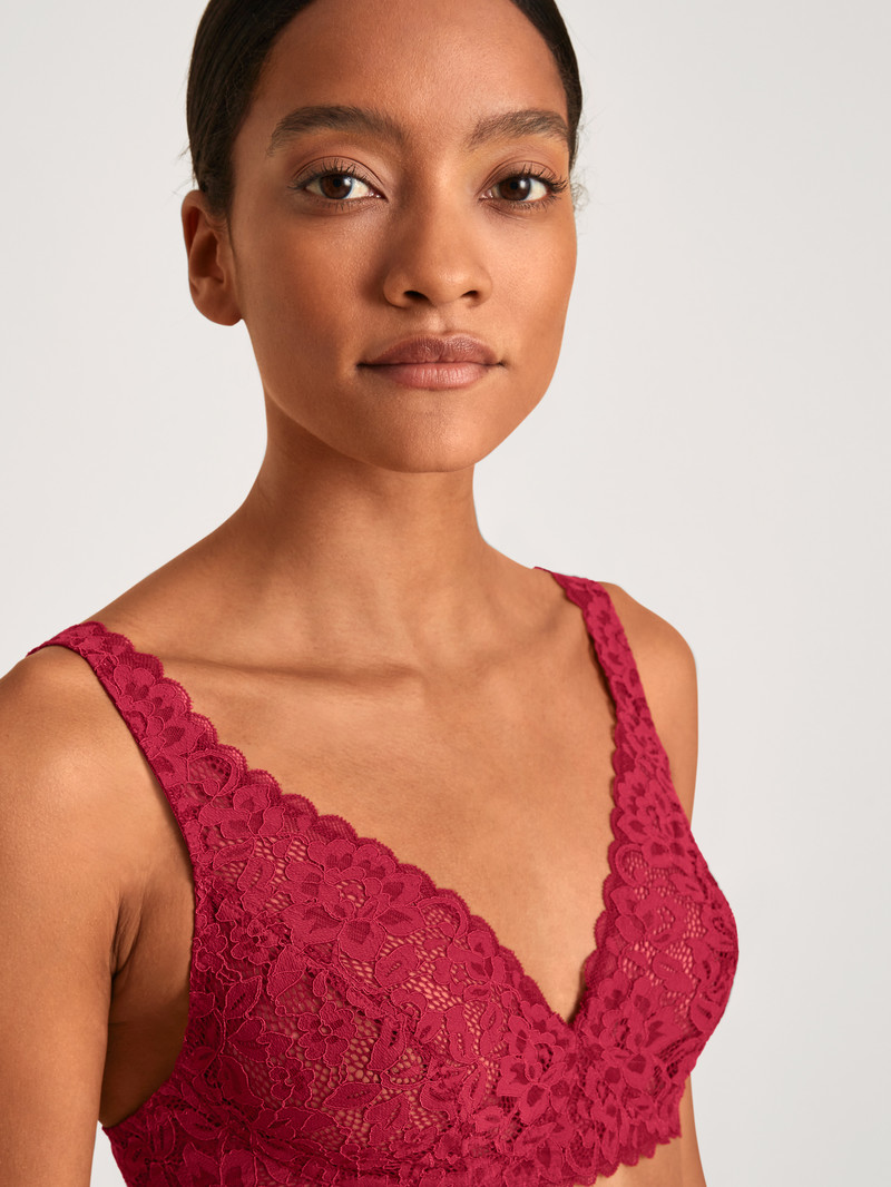 Biancheria Intima Donna Calida Natural Comfort Lace Soft Non-wired Bra Rosse | 0851-EIXLS