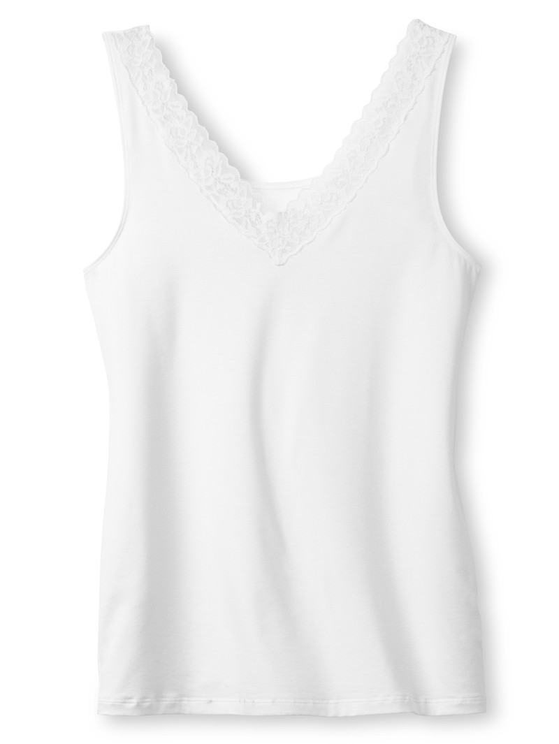 Biancheria Intima Donna Calida Natural Comfort Lace Tank Top Weiss | 8425-GYATP