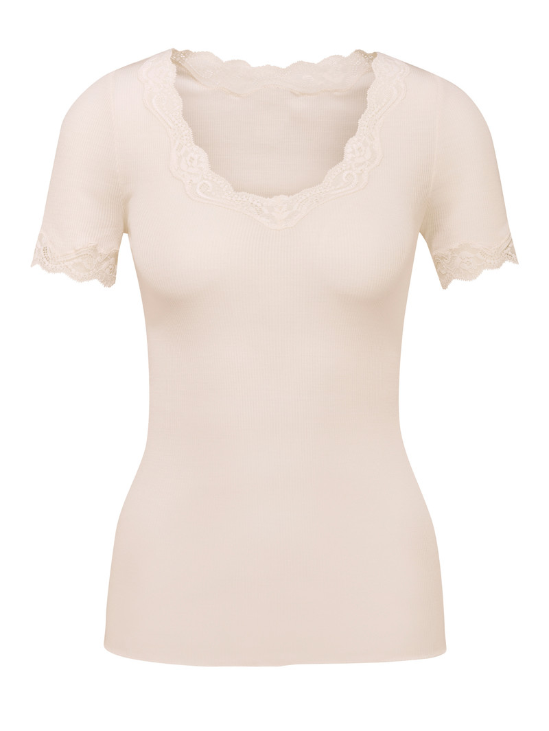 Biancheria Intima Donna Calida Richesse Lace Shirt Short Sleeve Corallo | 3487-UMKYL