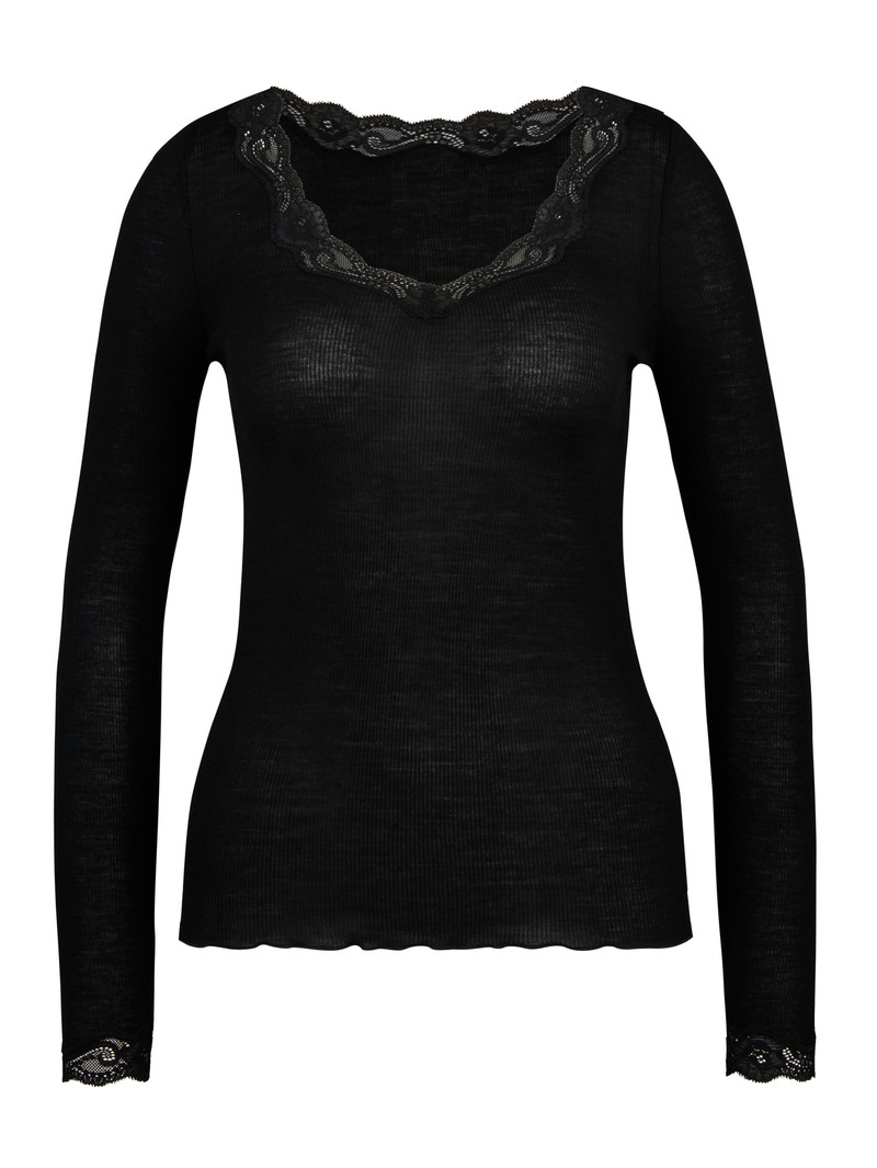 Biancheria Intima Donna Calida Richesse Lace Shirt Long Sleeve Ws Schwarz | 7601-IUOVM