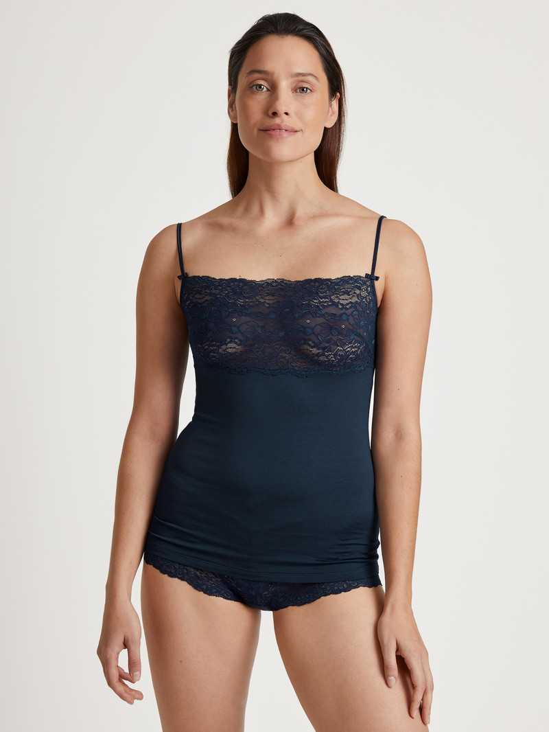 Biancheria Intima Donna Calida Sensual Secrets Spaghetti Strap Top With Lace Blu | 0365-LGVHA