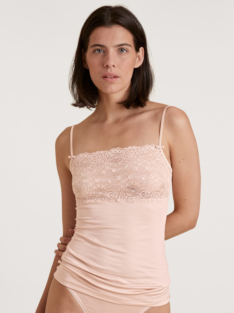 Biancheria Intima Donna Calida Sensual Secrets Spaghetti Strap Top With Lace Rosa | 6385-IDCAT