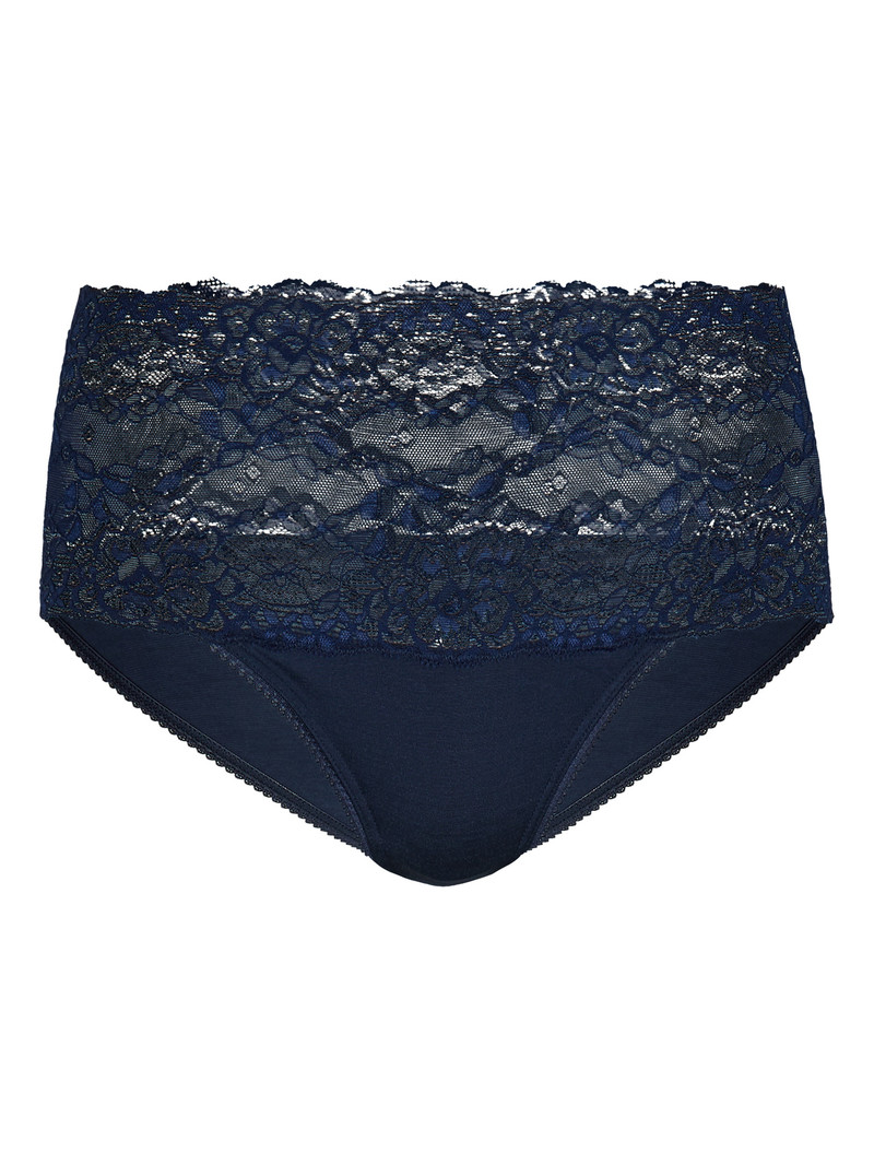 Biancheria Intima Donna Calida Sensual Secrets High-waisted Briefs With Lace Waistband Blu | 7215-RZMXY