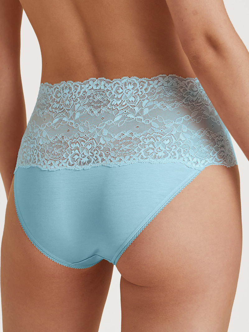 Biancheria Intima Donna Calida Sensual Secrets High-waisted Briefs With Lace Waistband Blu | 8245-DIRLG