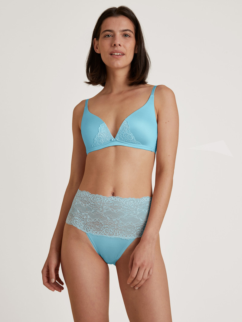 Biancheria Intima Donna Calida Sensual Secrets High-waisted Briefs With Lace Waistband Blu | 8245-DIRLG