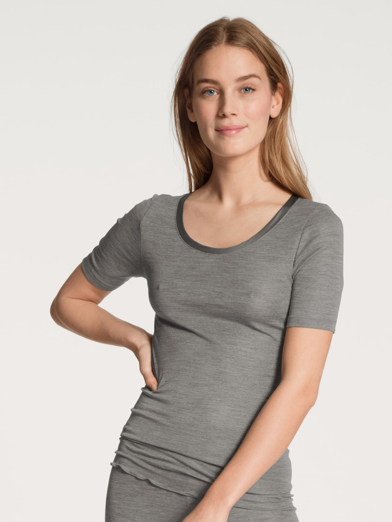 Biancheria Intima Donna Calida True Confidence Shirt Short Sleeve Platin Melé_ | 5182-LRCWG