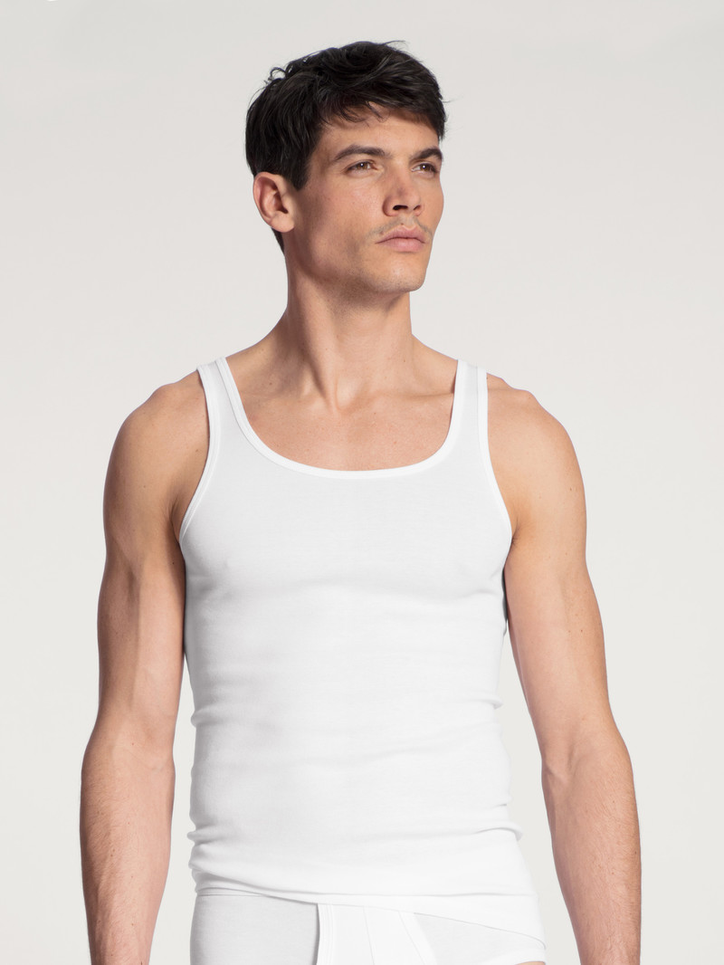 Biancheria Intima Uomo Calida Classic Twisted Cotton Athletic Shirt Two-pack Bianche | 5394-ZTMDV