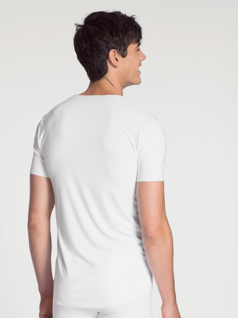 Biancheria Intima Uomo Calida Clean Line V-shirt Weiss | 3102-WZJDU