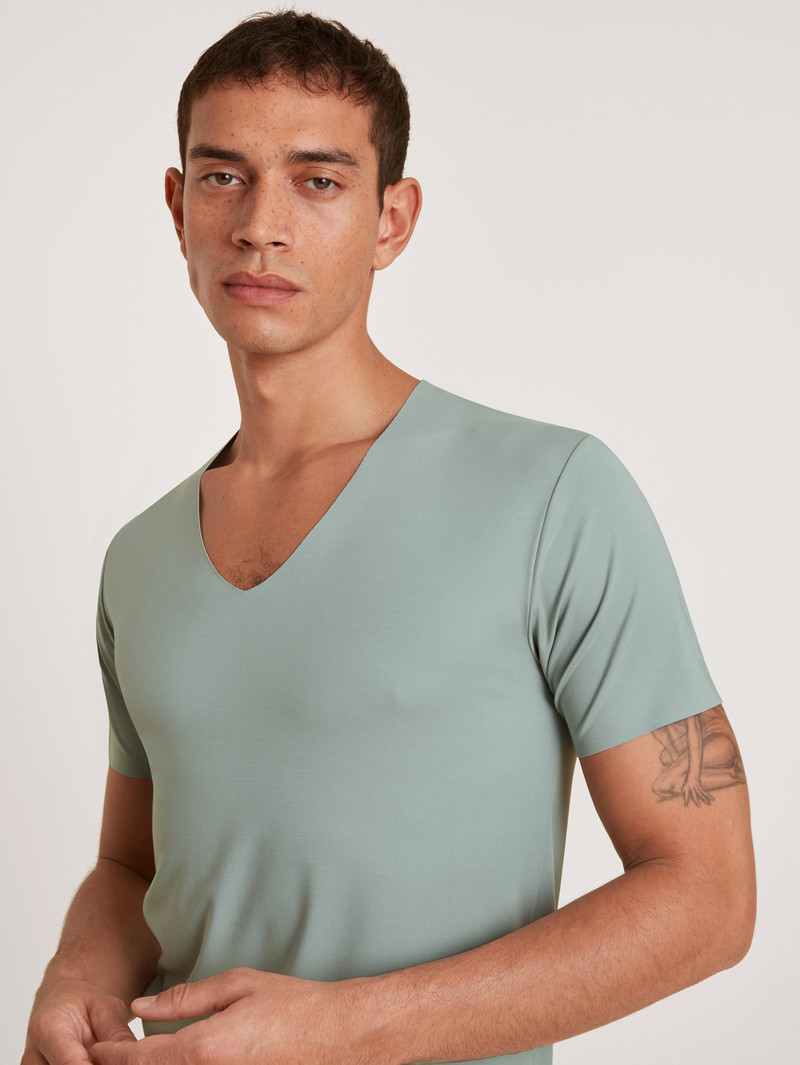 Biancheria Intima Uomo Calida Clean Line V-shirt Grigie | 0519-OXISF