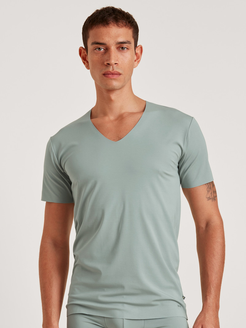 Biancheria Intima Uomo Calida Clean Line V-shirt Grigie | 0519-OXISF