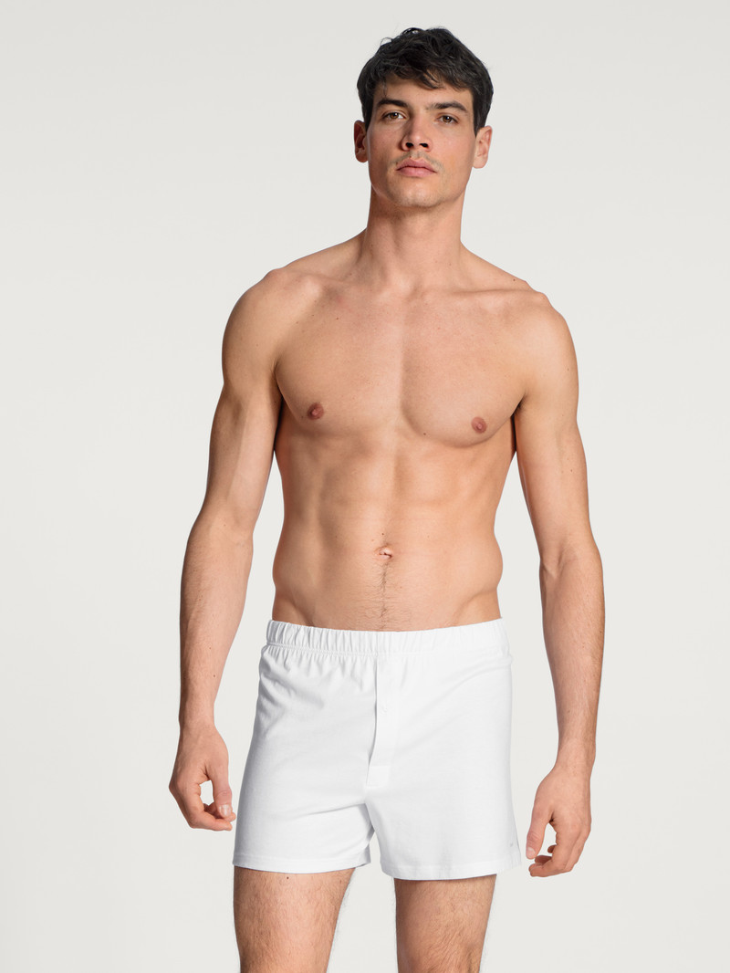 Biancheria Intima Uomo Calida Cotton Code Boxer Shorts With Fly Weiss | 7951-NGBID