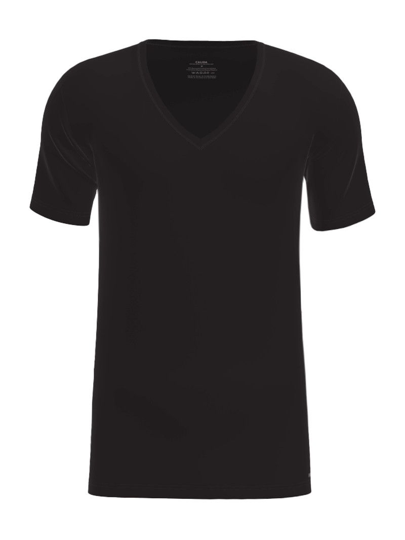 Biancheria Intima Uomo Calida Cotton Code V-shirt Schwarz | 6051-UNHYE