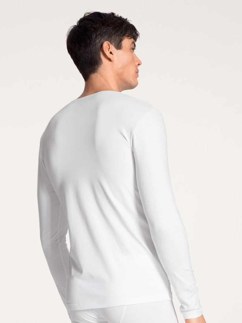 Biancheria Intima Uomo Calida Cotton Code Shirt Long Sleeve Weiss | 6538-LWDBR