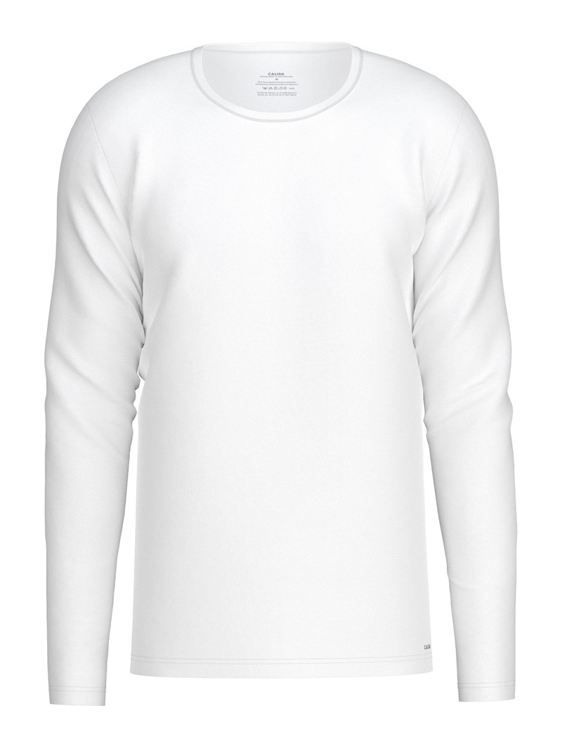 Biancheria Intima Uomo Calida Cotton Code Shirt Long Sleeve Weiss | 6538-LWDBR