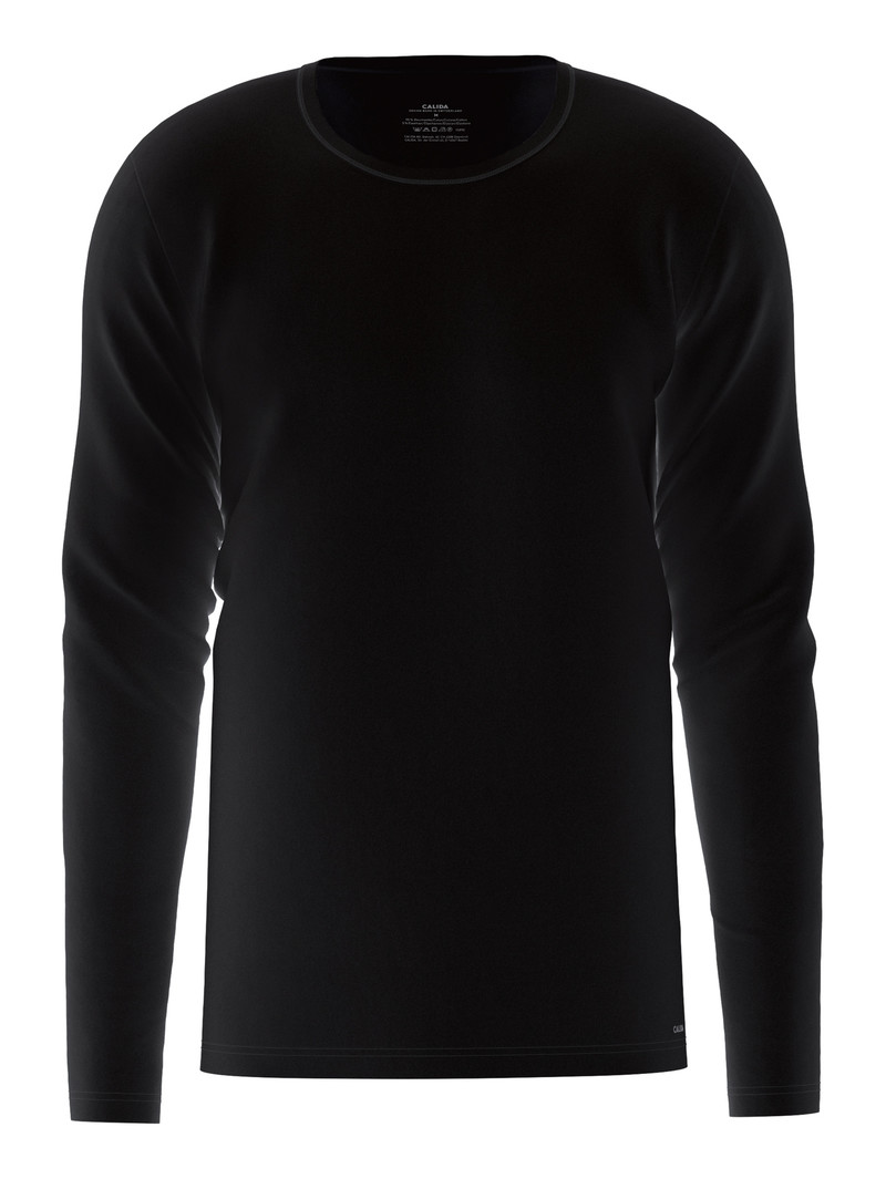 Biancheria Intima Uomo Calida Cotton Code Shirt Long Sleeve Schwarz | 8023-MTACQ