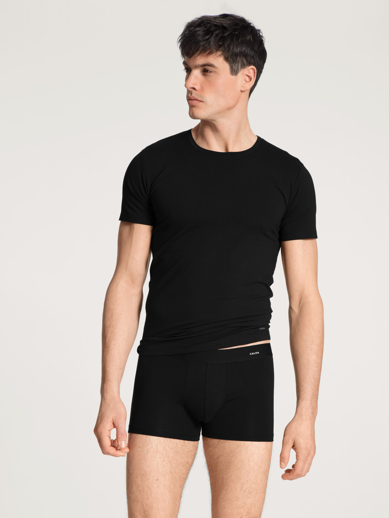 Biancheria Intima Uomo Calida Cotton Code T-shirt Schwarz | 4935-ABRPQ