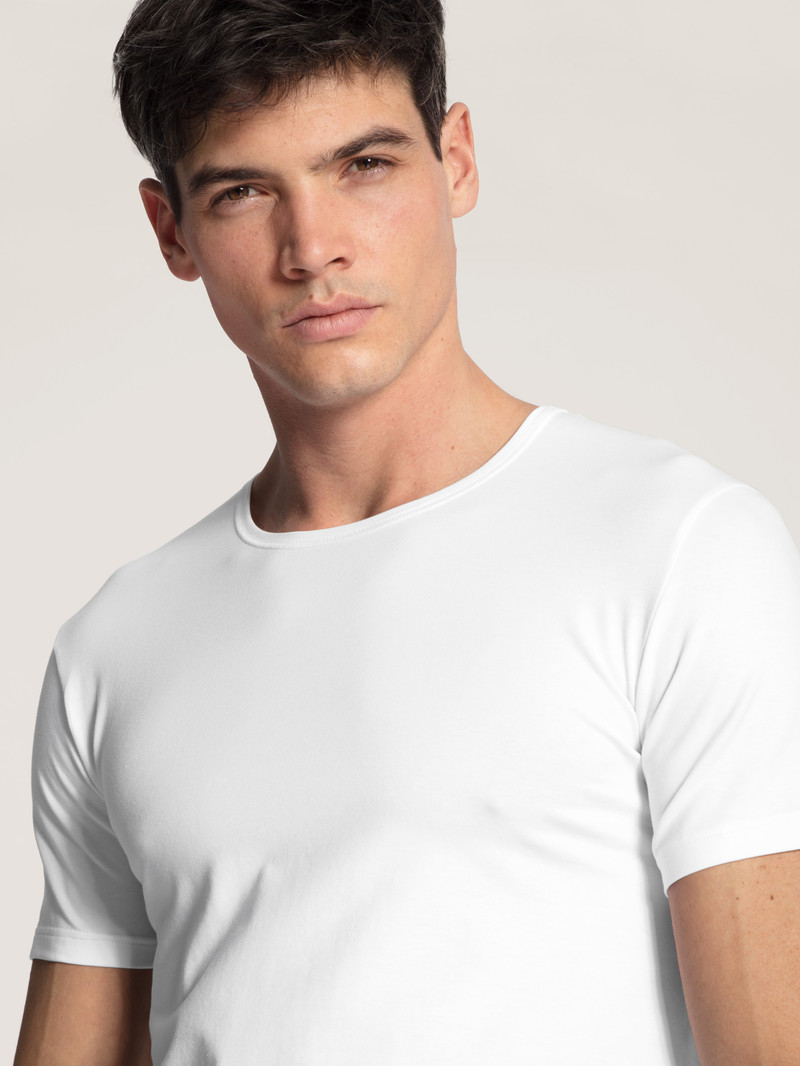 Biancheria Intima Uomo Calida Cotton Code T-shirt Weiss | 1394-HVTFS