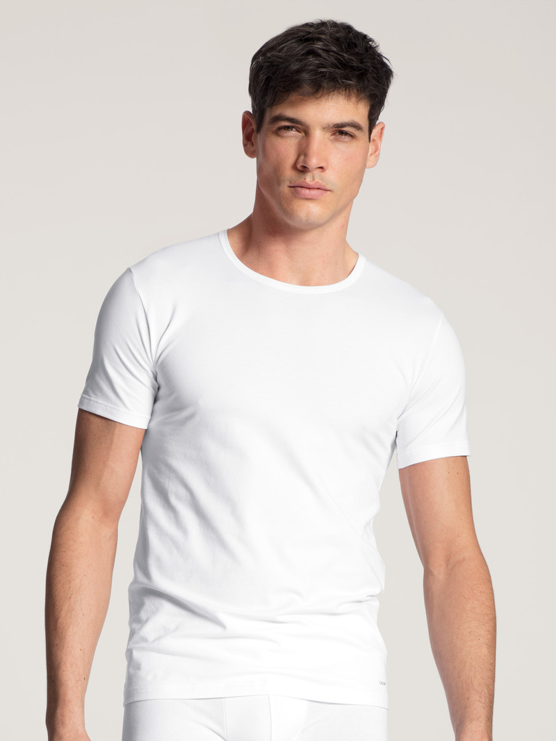 Biancheria Intima Uomo Calida Cotton Code T-shirt Weiss | 1394-HVTFS