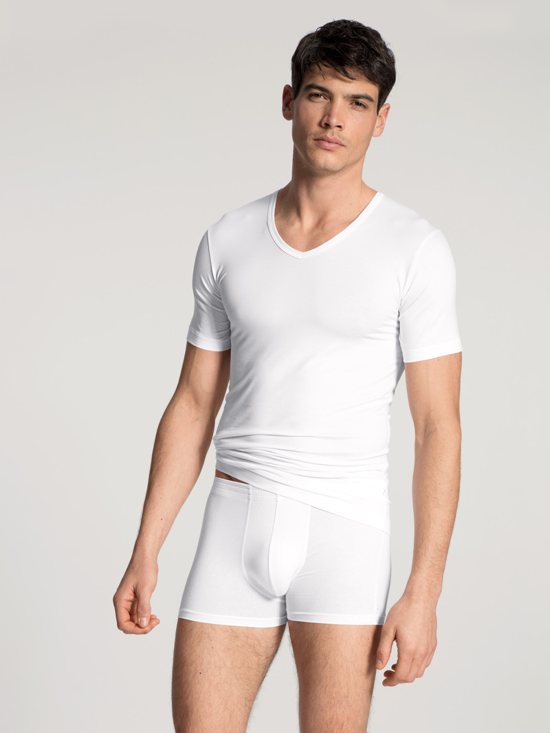 Biancheria Intima Uomo Calida Focus V-shirt Weiss | 9486-MVRYJ