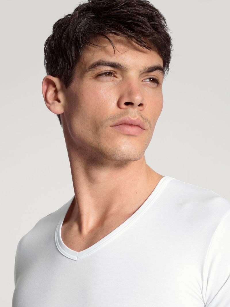 Biancheria Intima Uomo Calida Focus V-shirt Weiss | 9486-MVRYJ