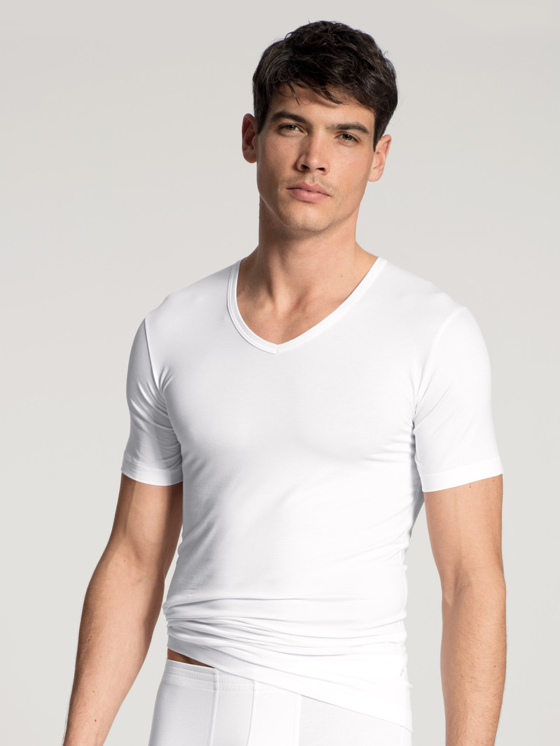 Biancheria Intima Uomo Calida Focus V-shirt Weiss | 9486-MVRYJ