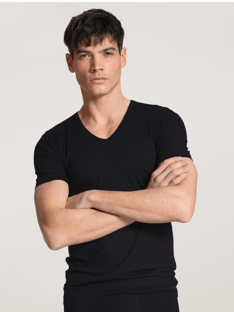 Biancheria Intima Uomo Calida Focus V-shirt Schwarz | 6125-OZQYF