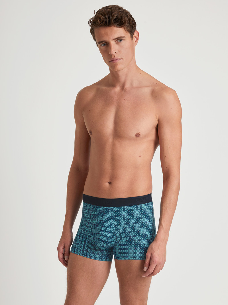 Biancheria Intima Uomo Calida Grafic Cotton Boxer Brief Blu | 0621-UGNTZ