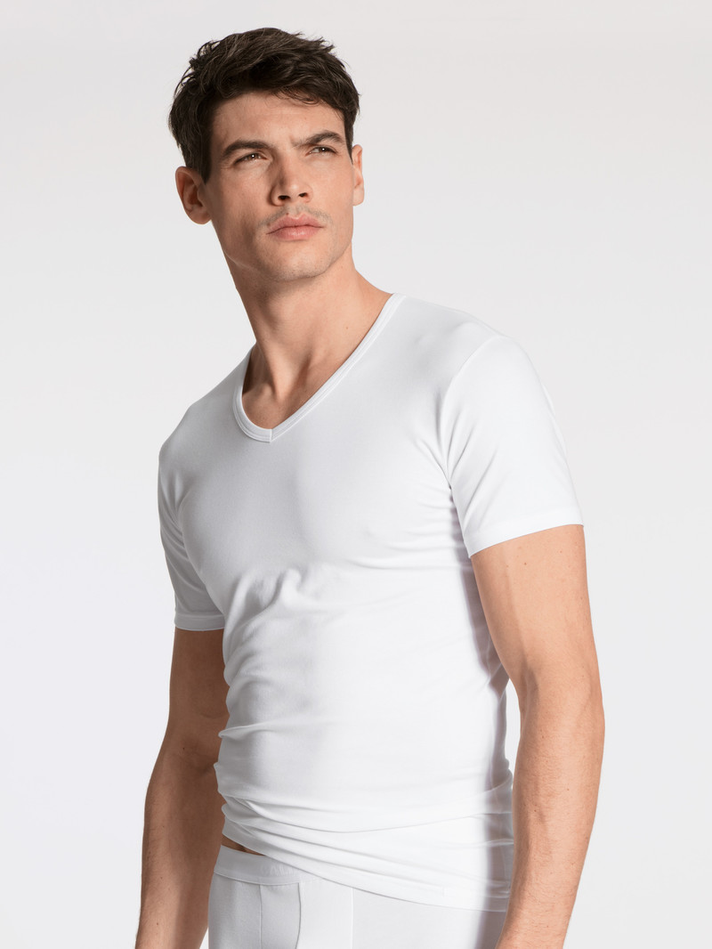 Biancheria Intima Uomo Calida Natural Benefit V-shirt, Two-pack Weiss | 2648-AQULT