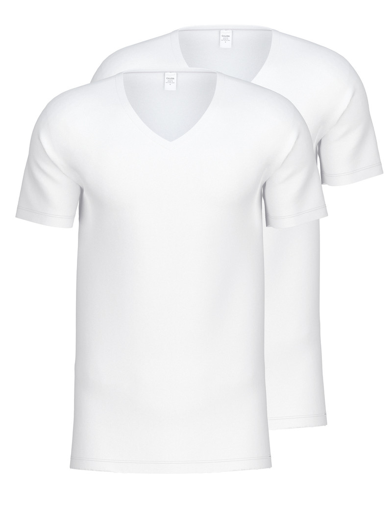 Biancheria Intima Uomo Calida Natural Benefit V-shirt, Two-pack Weiss | 2648-AQULT