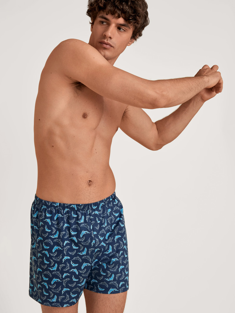 Biancheria Intima Uomo Calida Prints Boxer Shorts Blu | 8217-NQITF