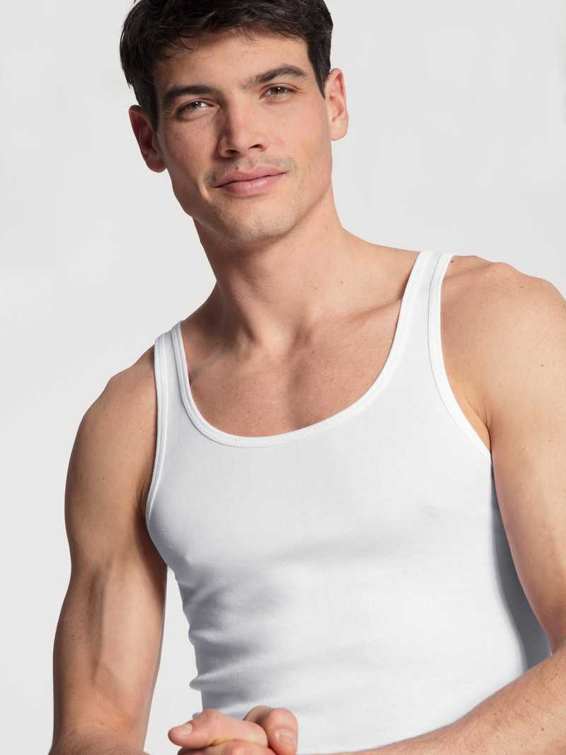 Biancheria Intima Uomo Calida Twisted Cotton Athletic Shirt Weiss | 6817-ELUPQ