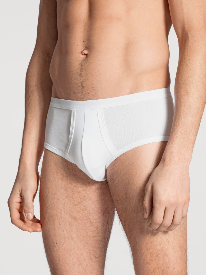 Biancheria Intima Uomo Calida Twisted Cotton Classic Brief With Fly Weiss | 3862-KJNGS